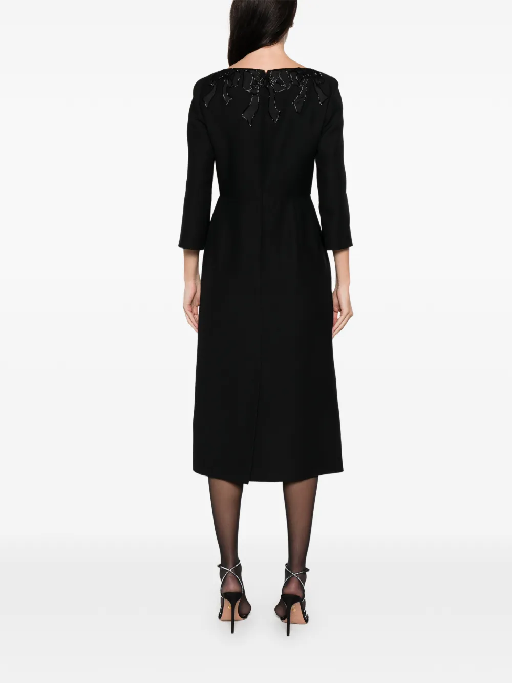 Valentino Beaded Midi Dress In Black