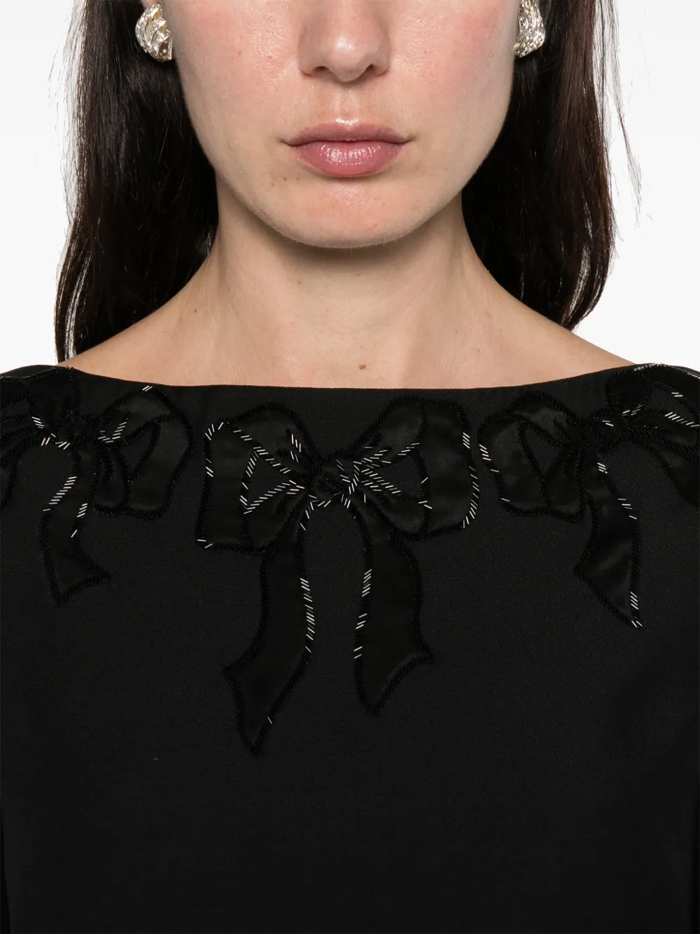 Valentino Beaded Midi Dress In Black