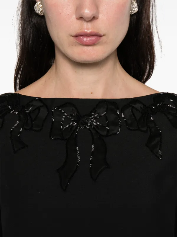 valentino beaded dress VALENTINO BOUTIQUE 1997 Vintage Floral Beaded Black Silk Gown