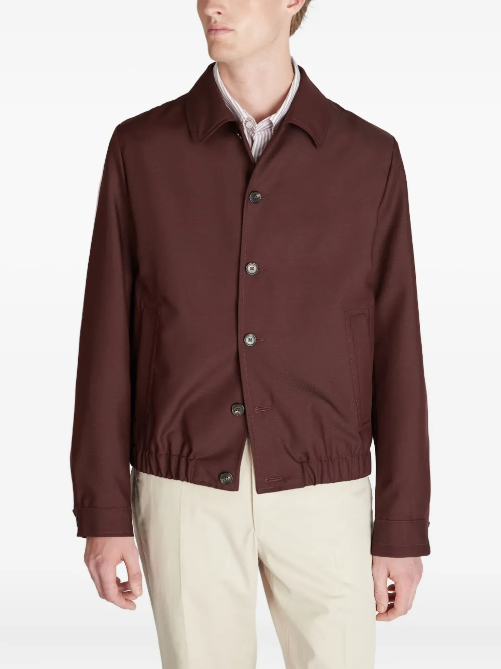 slowear Wollen bomberjack met twill textuur Bruin