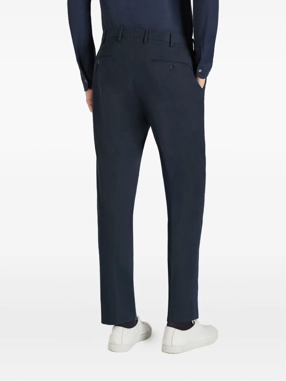 slowear Katoenen broek met riemlussen Blauw