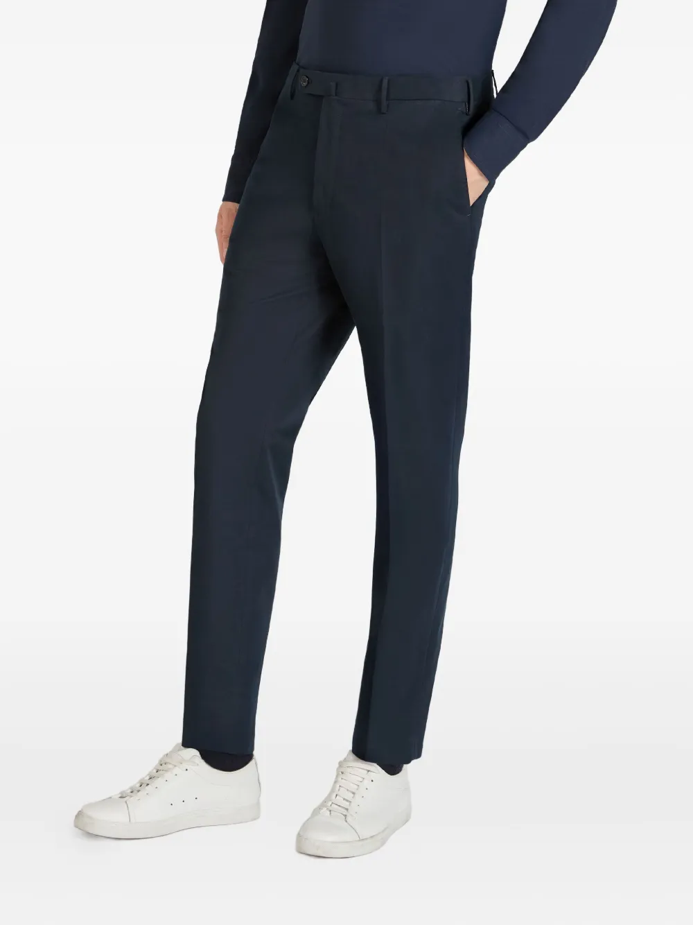 slowear Katoenen broek met riemlussen Blauw