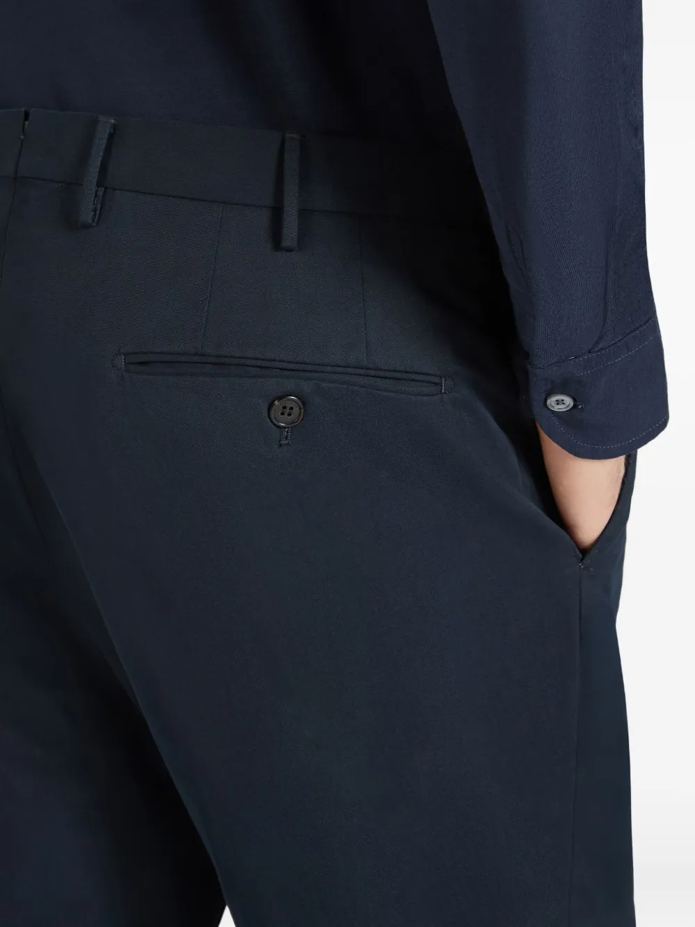 slowear Katoenen broek met riemlussen Blauw