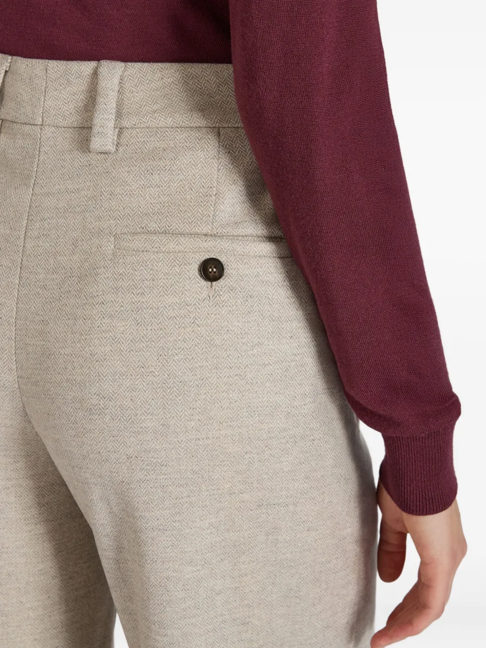 slowear x Incotex wollen broek met micro-patroon Beige