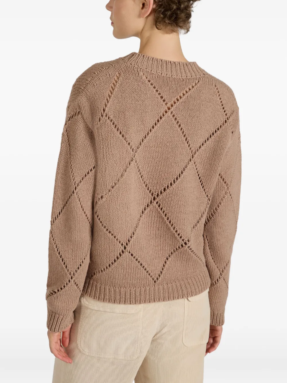slowear Wollen trui met diamantpatroon Beige