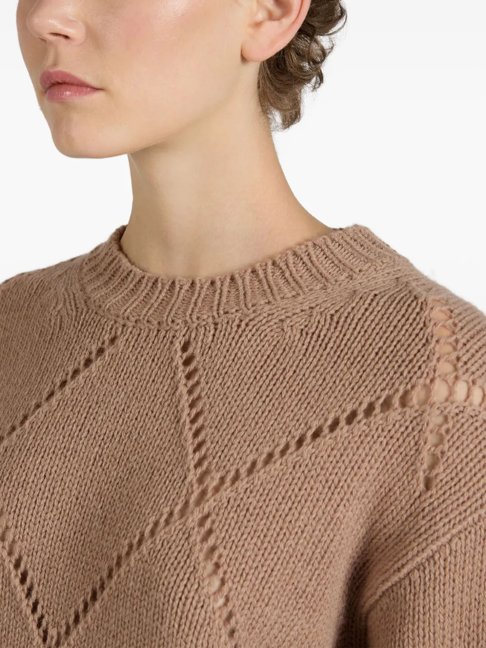 slowear Wollen trui met diamantpatroon Beige