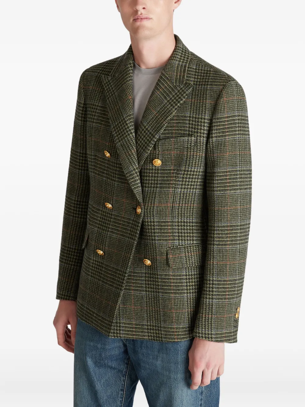 slowear x Incotex geruite blazer met dubbele rij knopen Groen