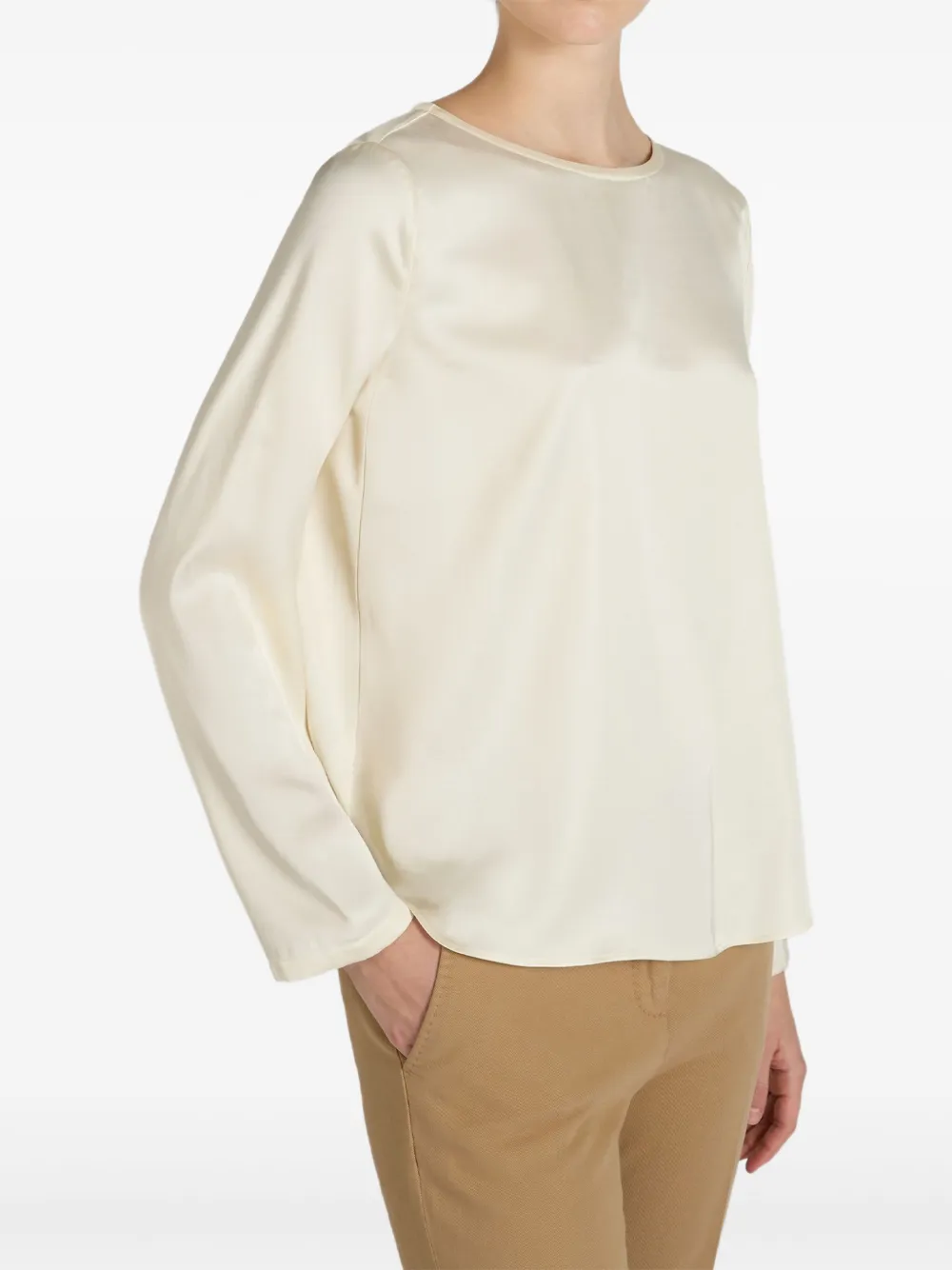  Slowear X Glanshirt Crewneck Satin Blouses - Neutrals 