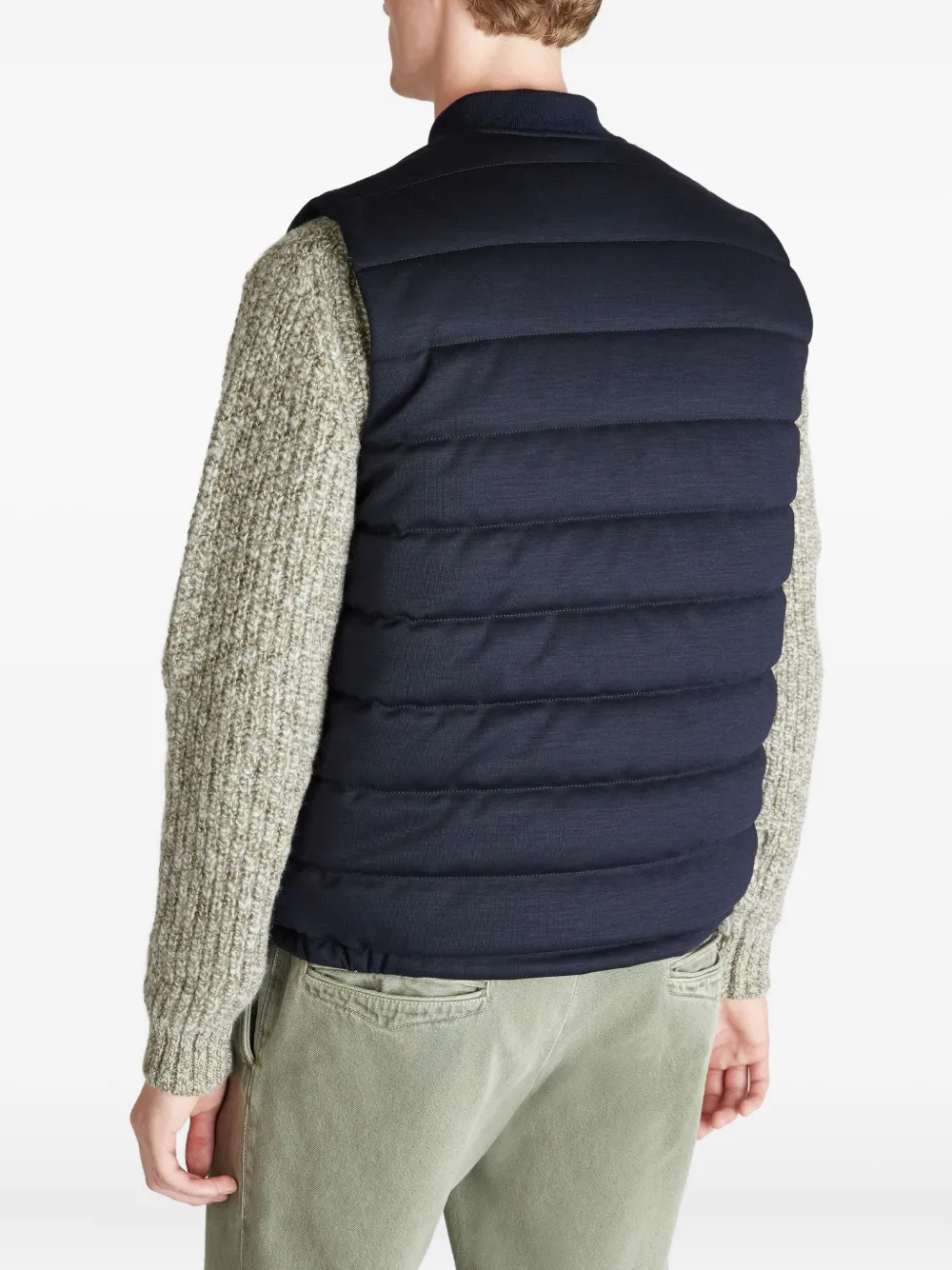 slowear Wollen gilet met paspelzakken Blauw