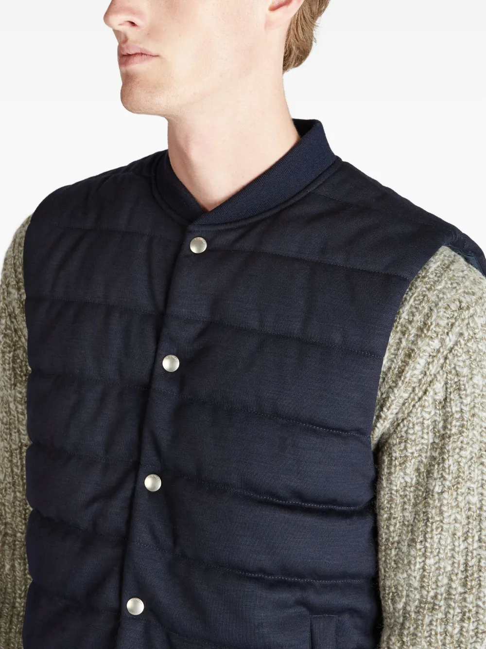 slowear Wollen gilet met paspelzakken Blauw