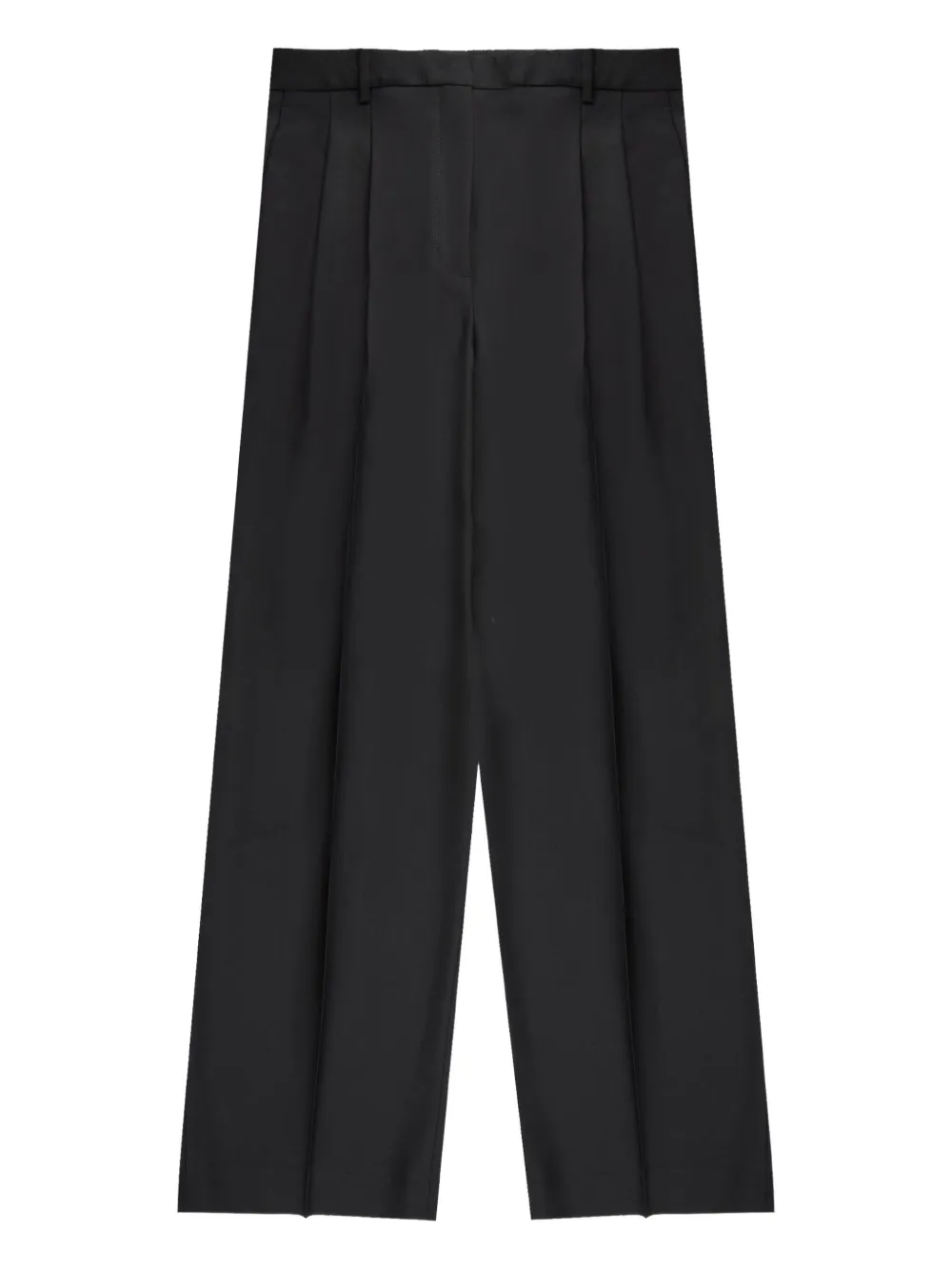 slowear pleated front wool straight trousers | Black | Image 1