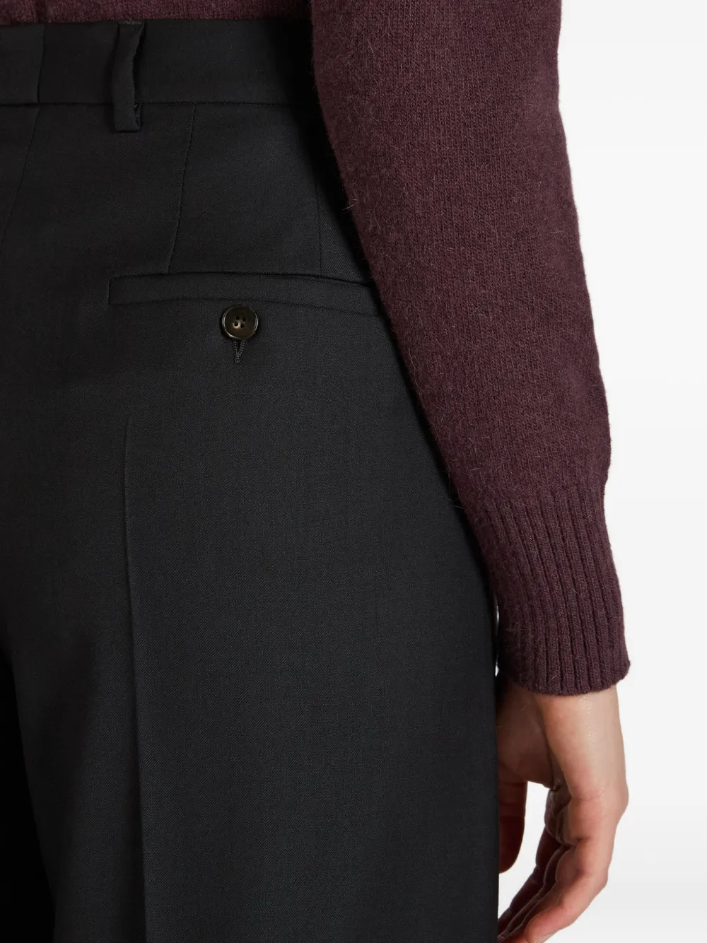 slowear Wollen straight broek met plooien Zwart