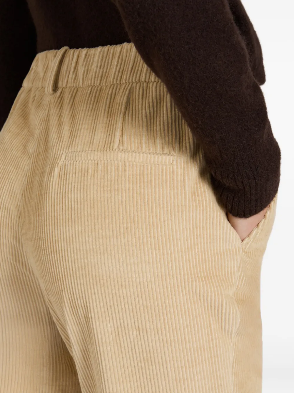 slowear Katoenen ribfluwelen straight broek Beige