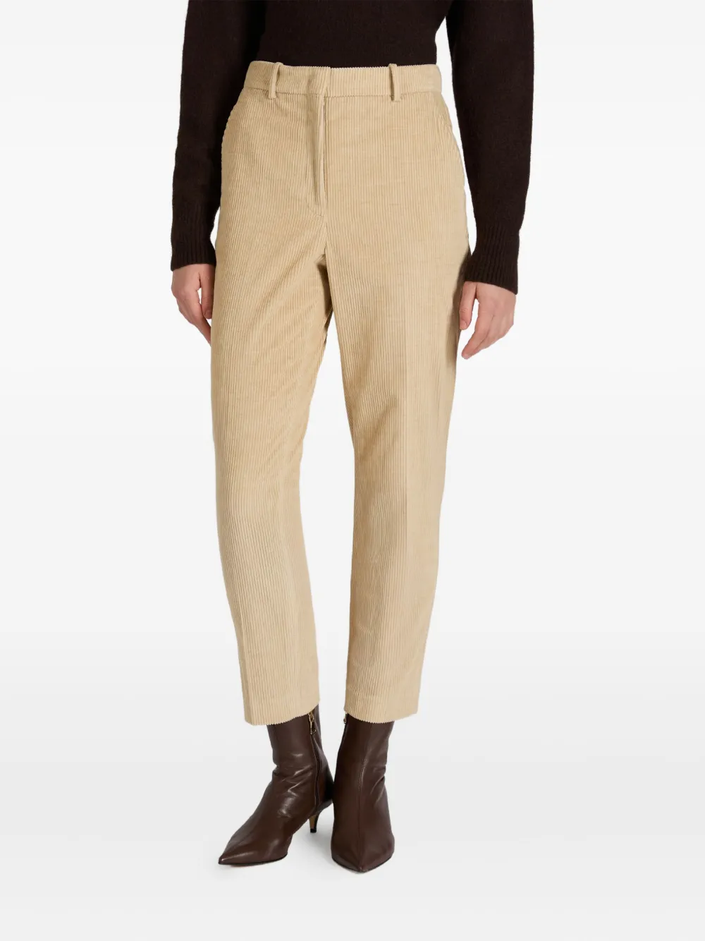 slowear Katoenen ribfluwelen straight broek Beige