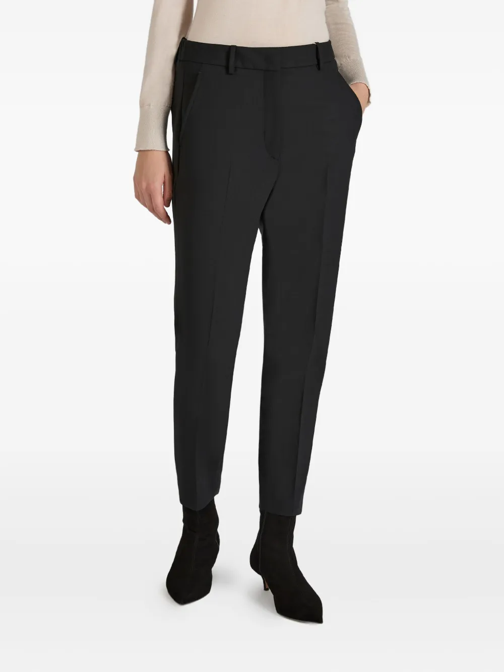 slowear Wollen broek met knoopsluiting Zwart