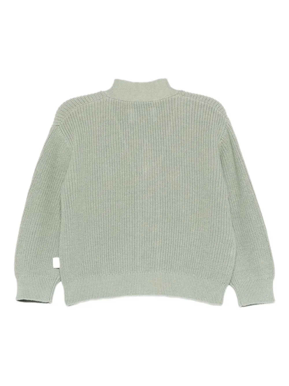Teddy & Minou Ribbed Buttoned Cardigan In Green
