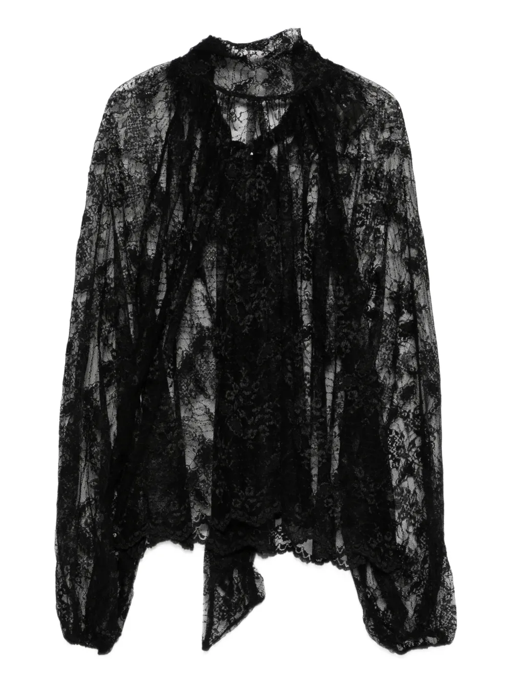 So Allure Lace Scarf Detail Blouse In Black