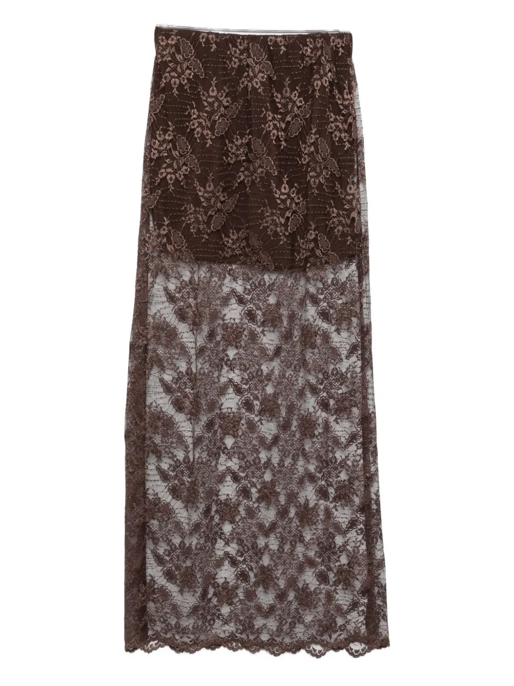 So Allure Lace Maxi Skirt In Brown