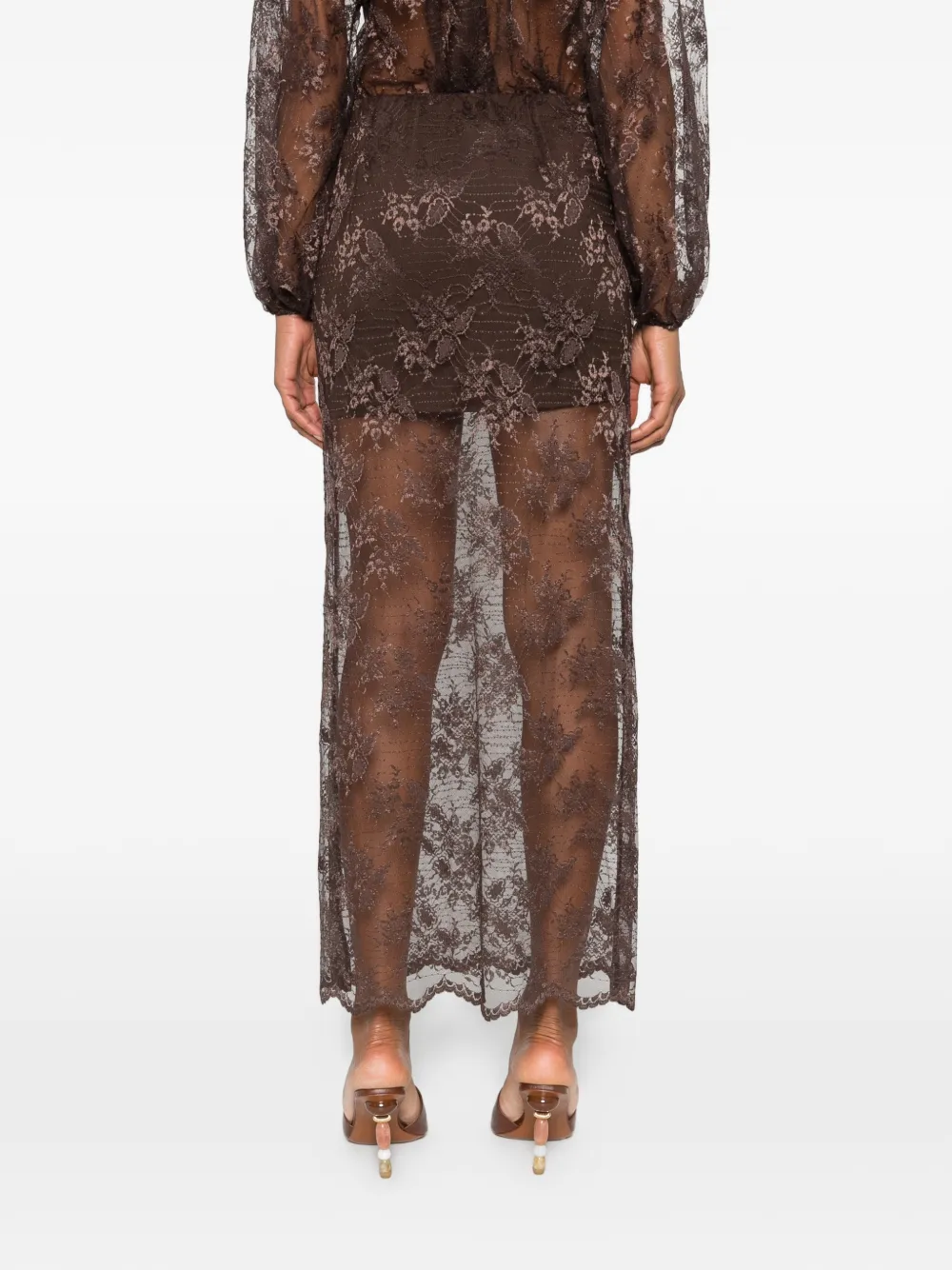 So Allure Lace Maxi Skirt In Brown
