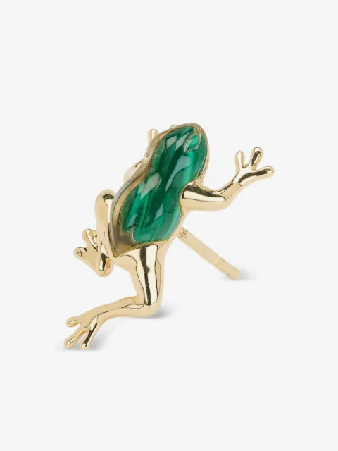 Bibi van der Velden mini frog stud malachite and quartz earring