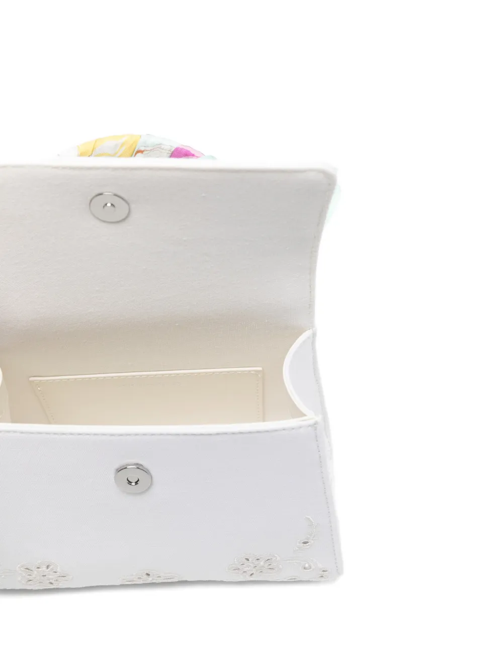 Self-Portrait Floral Top Handle Mini Bag in White, view 5