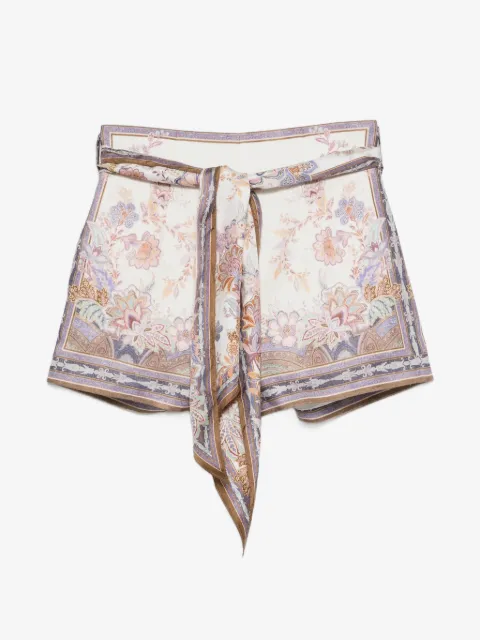 ZIMMERMANN Luna floral-print belted mini shorts