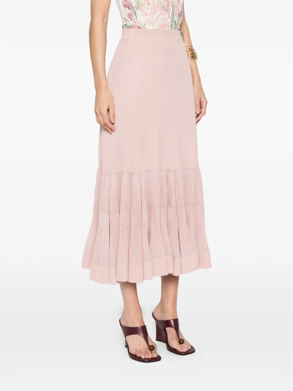 ZIMMERMANN Luna midi-plooirok met franje Roze