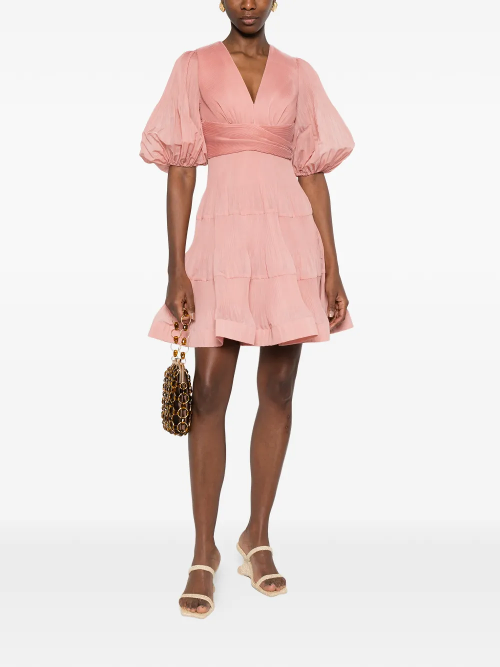 ZIMMERMANN Jurk met pofmouwen Roze