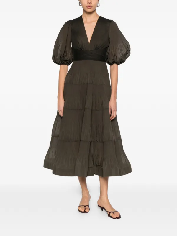 Zimmermann Pleated Midi Dress - Green