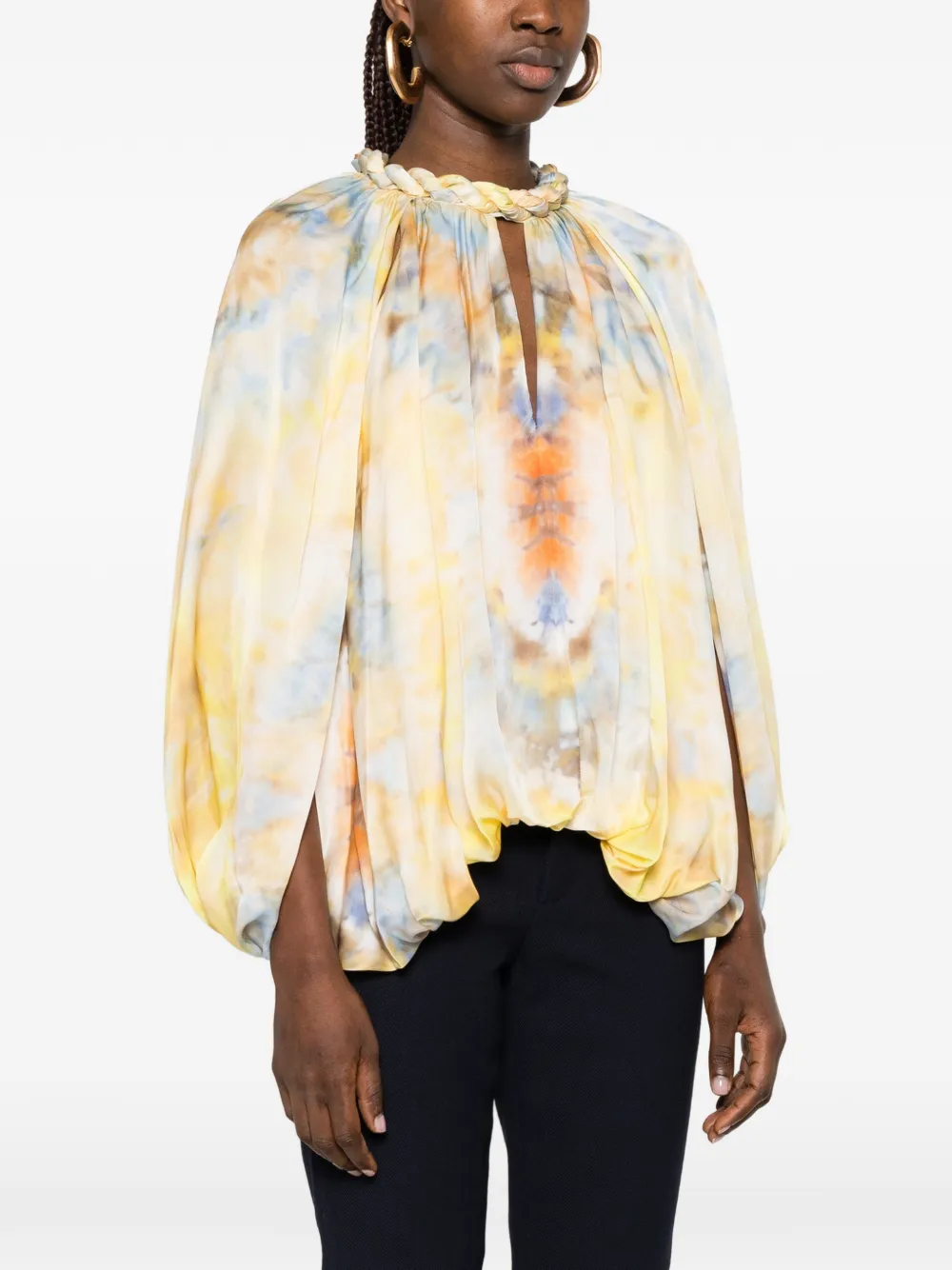 ZIMMERMANN Alchemy blouse met gedraaide hals en tie-dye print Geel