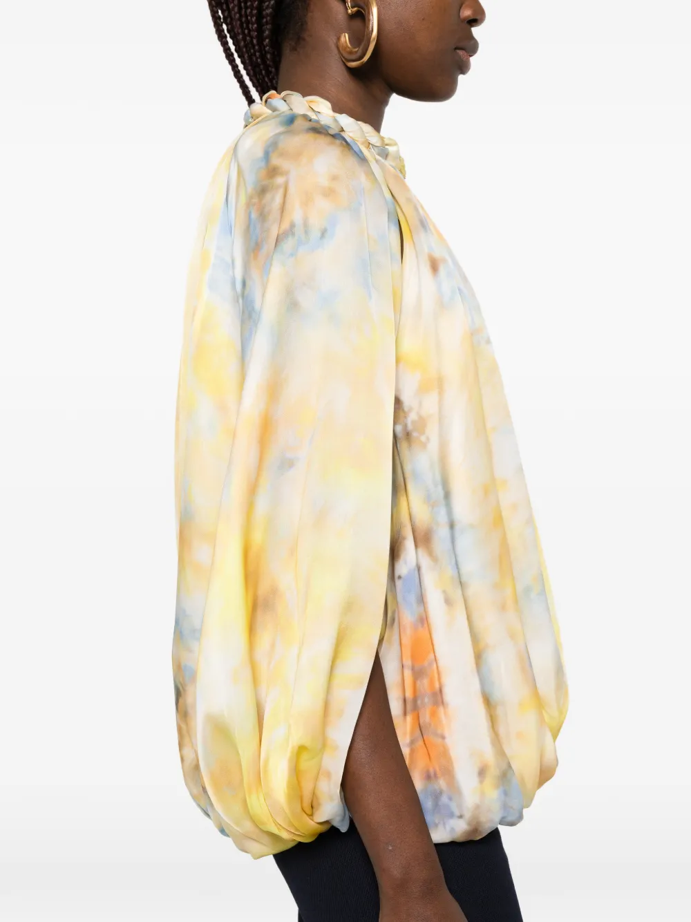 ZIMMERMANN Alchemy blouse met gedraaide hals en tie-dye print Geel