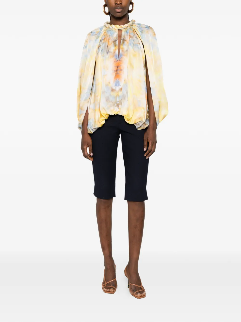 ZIMMERMANN Alchemy blouse met gedraaide hals en tie-dye print Geel