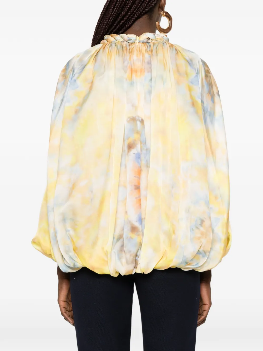 ZIMMERMANN Alchemy blouse met gedraaide hals en tie-dye print Geel