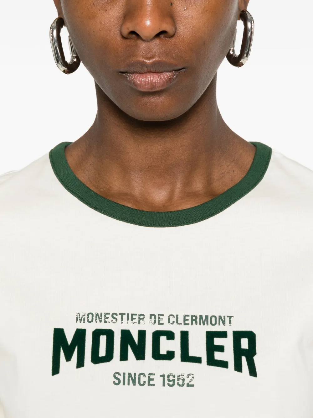 Moncler T-shirt met logoprint met ronde hals Wit