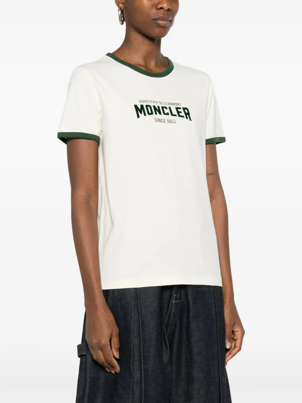 Moncler T-shirt met logoprint met ronde hals Wit