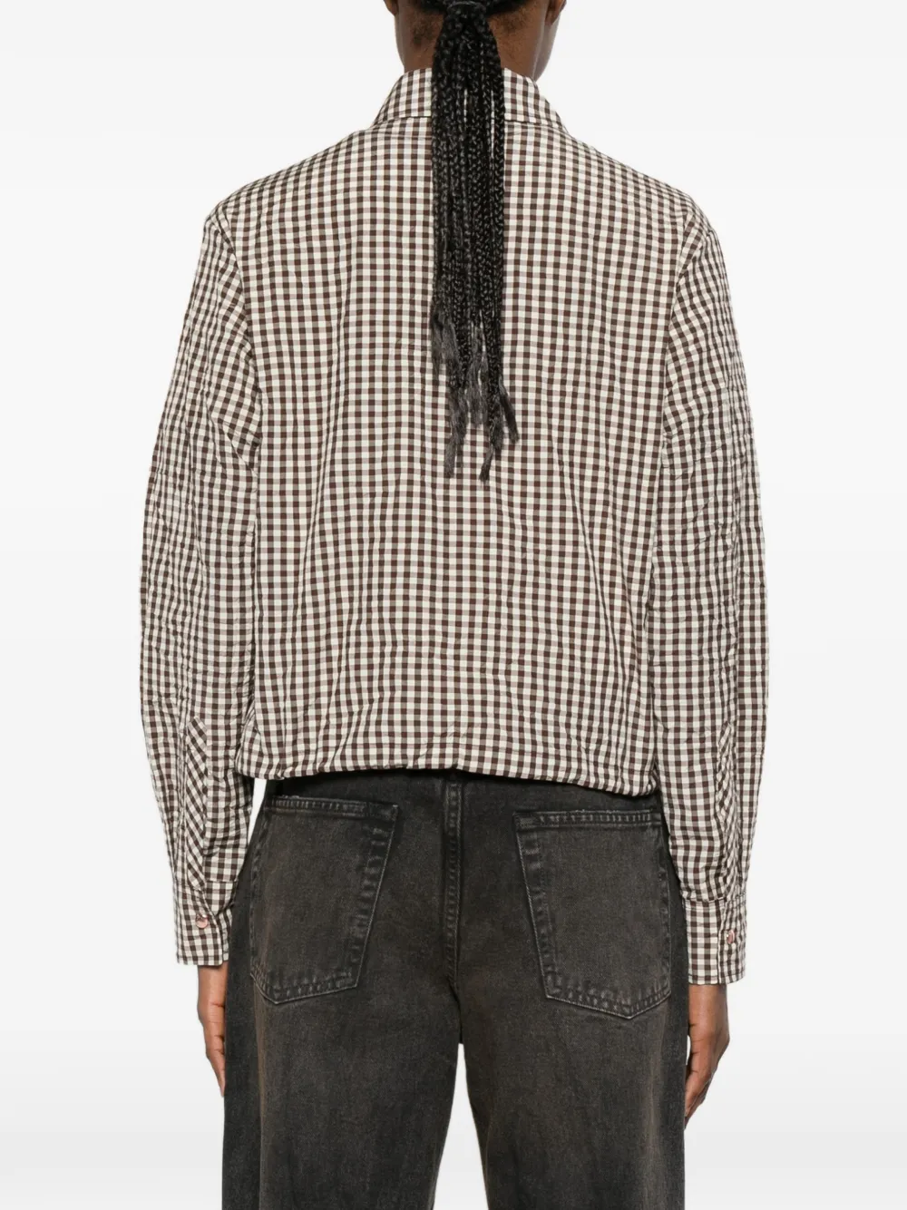 Moncler Jack met logopatch en gingham-ruit Bruin