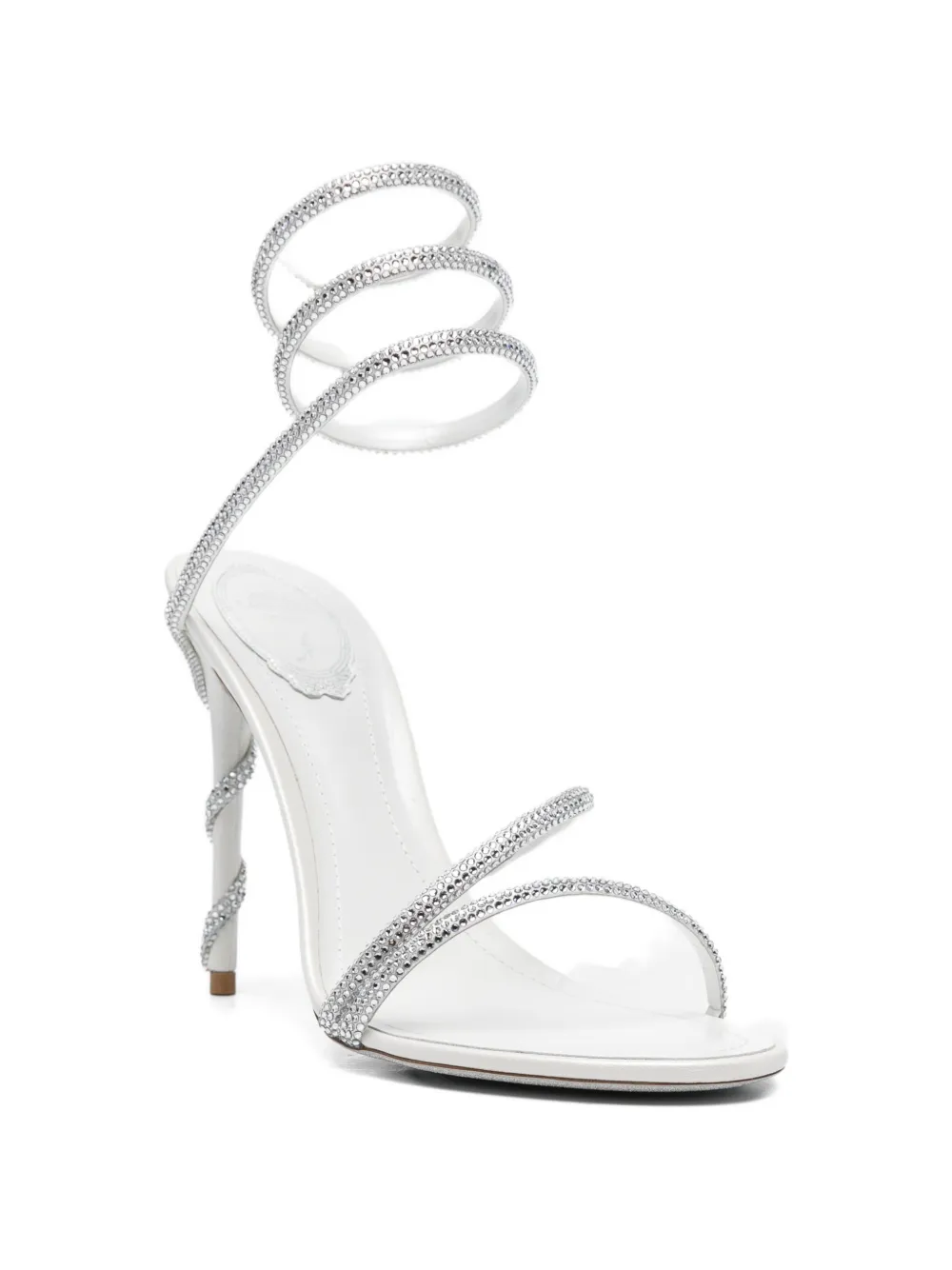 René Caovilla Margot embellished satin heeled sandals Wit