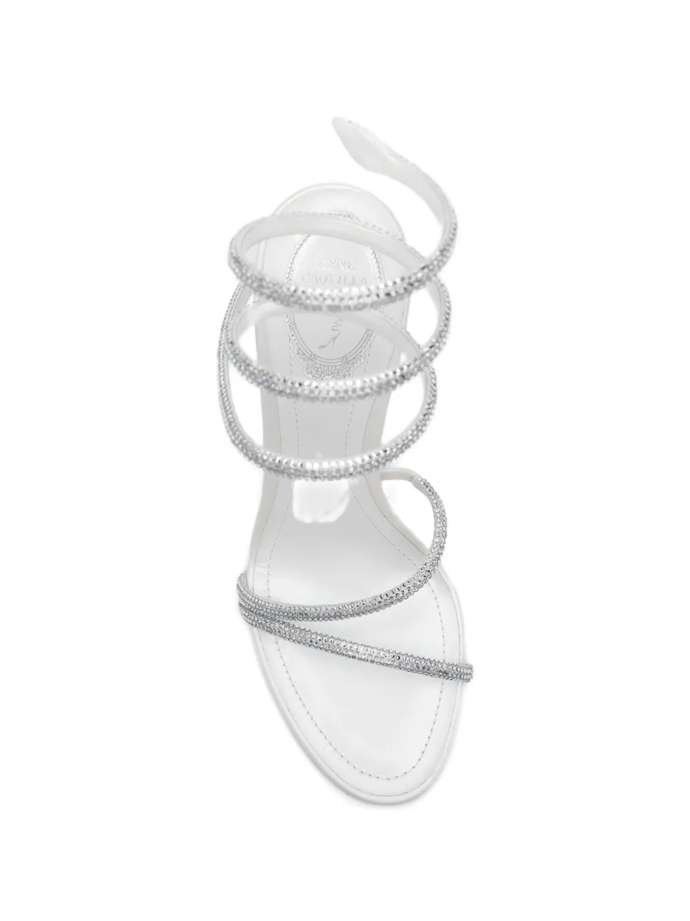 René Caovilla Margot embellished satin heeled sandals Wit