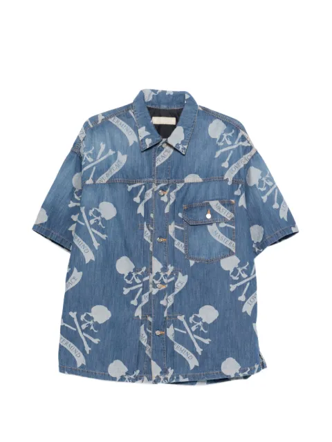 Mastermind Japan skull-print denim shirt