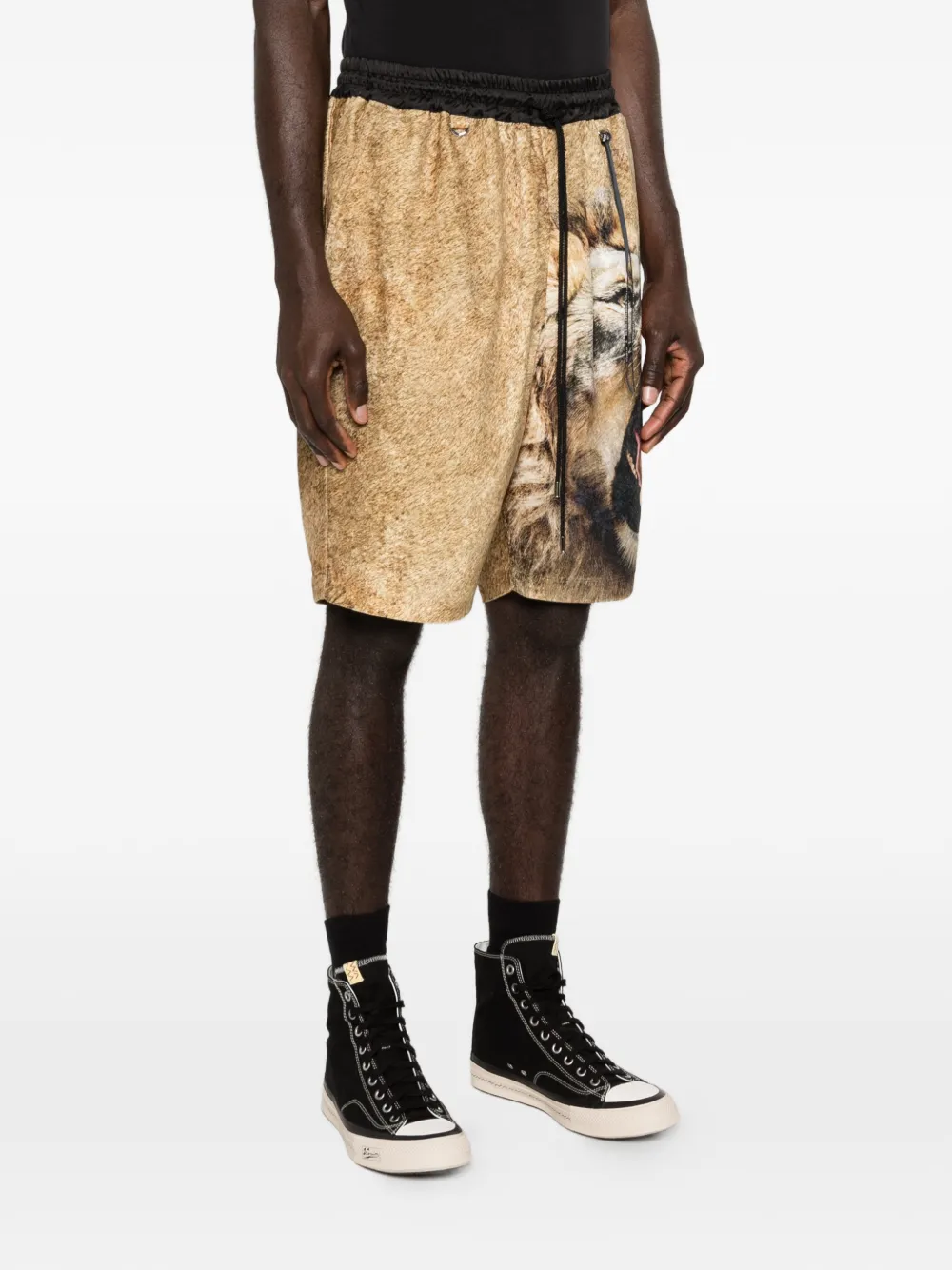  Mastermind Japan Lion-print Drawstring Shorts - Neutrals 