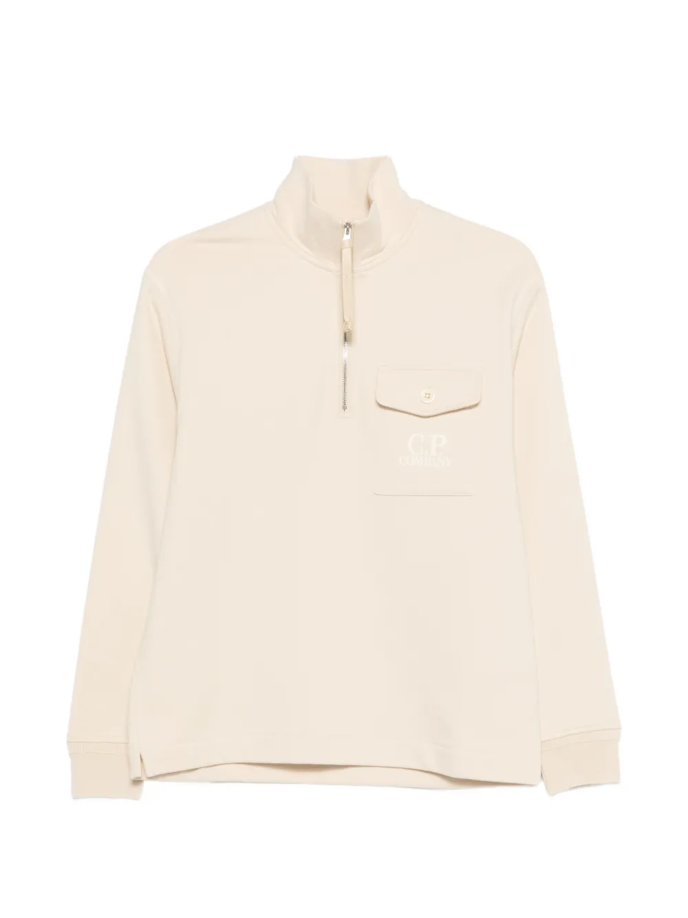 C.P. Company Diagonal Raised quarter-zip logo-detail sweatshirt - Toni neutri