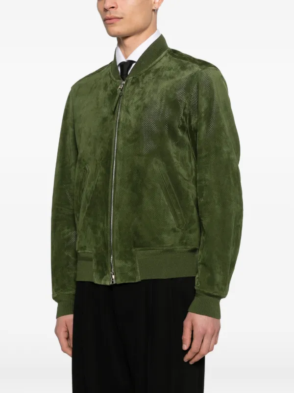 TOM FORD Perforated Suede Bomber Jacket | Green | FARFETCH JO