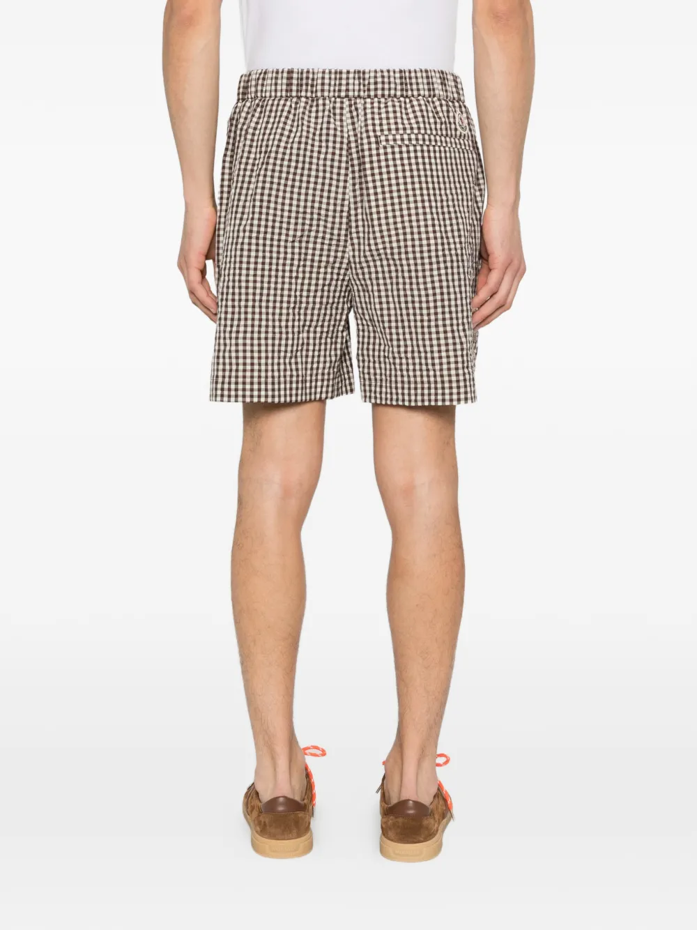 Moncler Geruite shorts met ceintuur Bruin