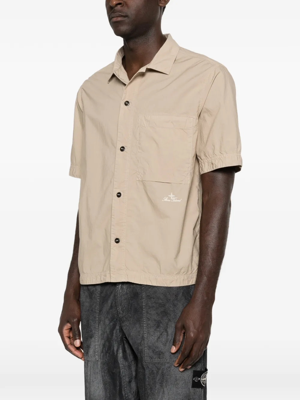 Stone Island Overhemd met zak en knoop Beige
