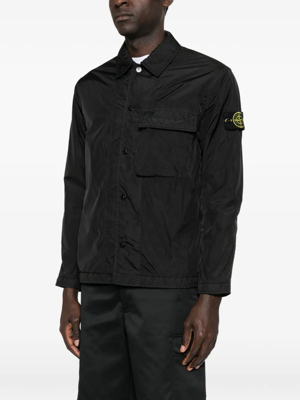 Stone Island Reps NY shirtjack met gekreukt effect Zwart