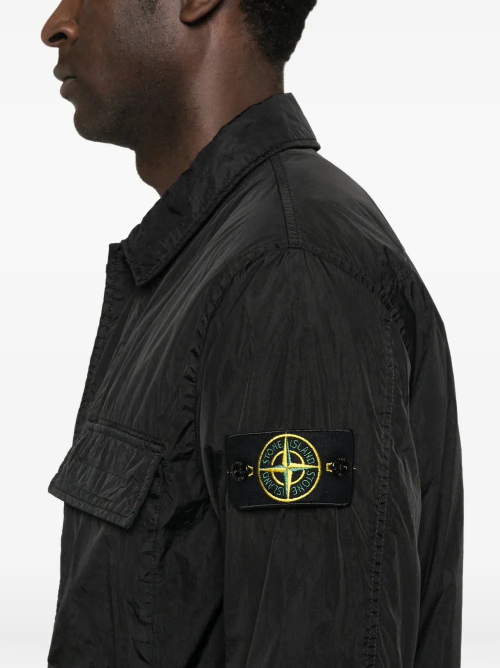 Stone Island Reps NY shirtjack met gekreukt effect Zwart