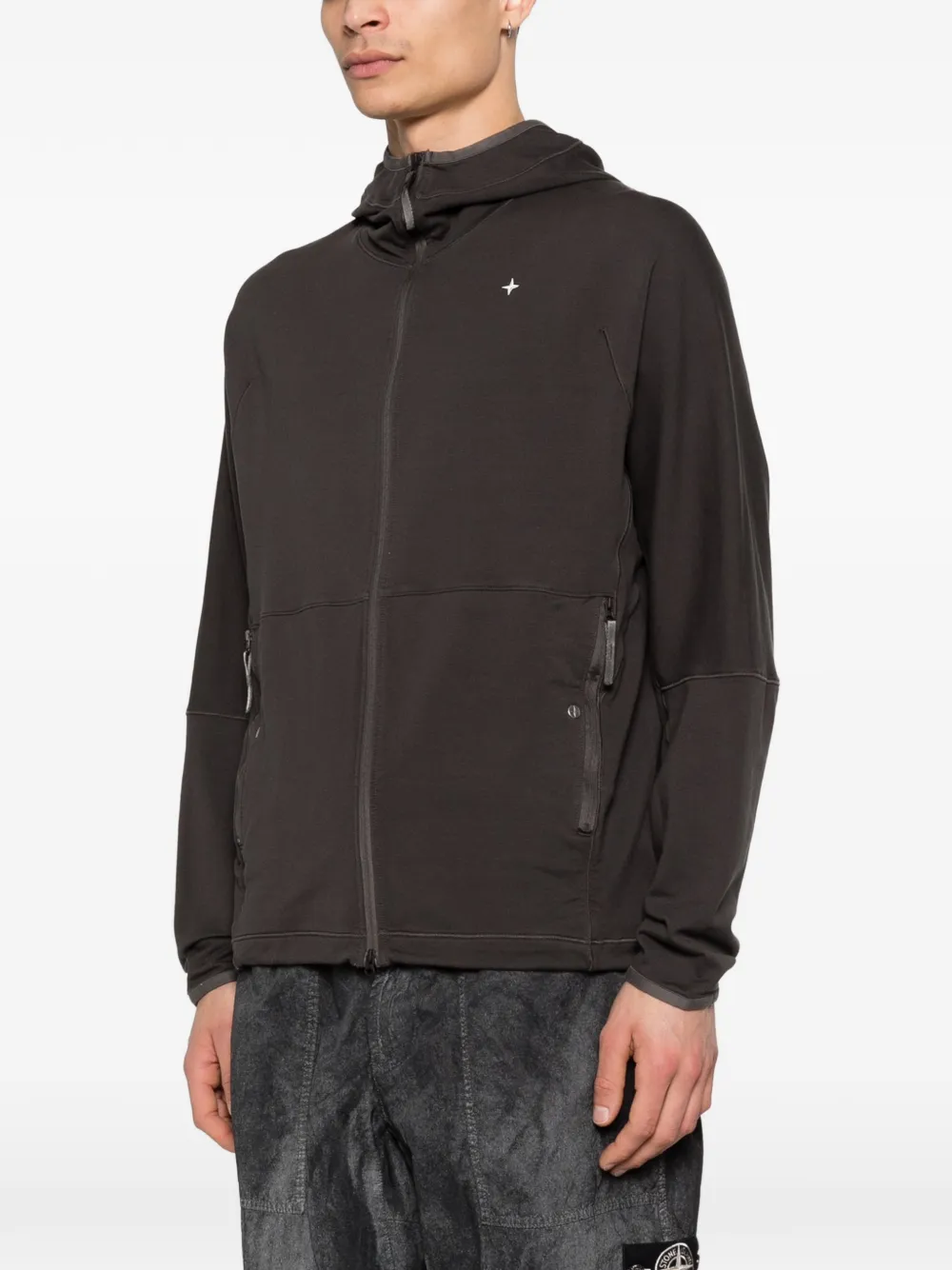 Stone Island Fleece hoodie van stretch-katoen Stellina sweater met capuchon Grijs