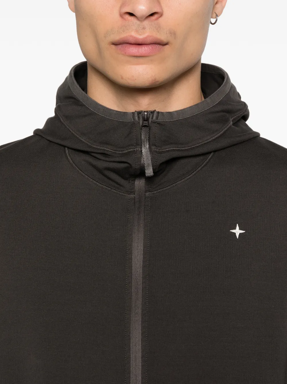 Stone Island Fleece hoodie van stretch-katoen Stellina sweater met capuchon Grijs
