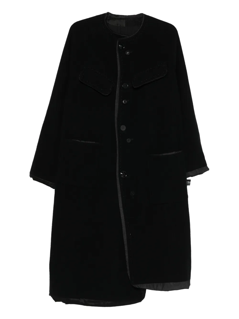 Undercover buttoned-trimmed coat | Black | Image 1