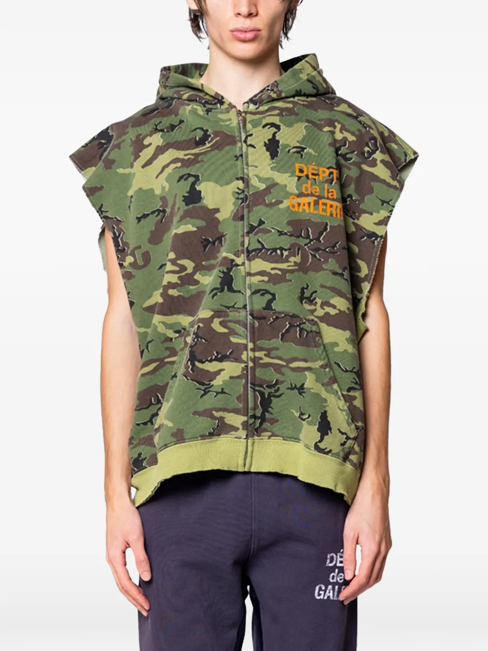 GALLERY DEPT. zip-up camo-print hoodie | Green | Image 1